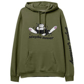 Yūjin Clothing Maybe Never hoodie featuring a soft fabric, relaxed fit, and stylish design in a versatile casual style.