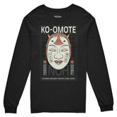 Yūjin Clothing Ko-Omote long sleeve T-shirt in black, featuring a comfortable fit and minimalist design, displayed on a hanger.