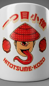 Yūjin Clothing Hitotsume-Kozō Mug featuring a unique one-eyed face design, perfect for coffee or tea enjoyment.