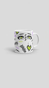 Yūjin Clothing honey-themed ceramic mug with a smooth handle and printed honeybee design, perfect for hot beverages.