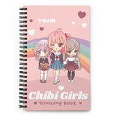 Yūjin Clothing Chibi Girls drawing notebook with illustrated cover, perfect for sketches and notes, featuring cute chibi girl artwork.