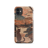 Japanese Cat iPhone® snap case by Yūjin Clothing featuring a detailed cat illustration and durable phone protection.