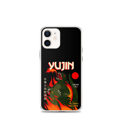 Yūjin Clothing Fire Flame iPhone case with vibrant flame design protecting an iPhone 13 model.