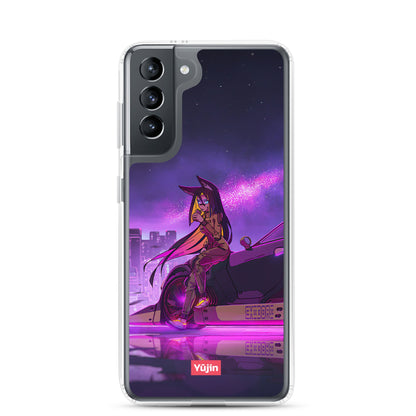 Cyber Girl Samsung phone case by Yūjin Clothing featuring a vibrant cyber-inspired design with bold colors and intricate patterns.