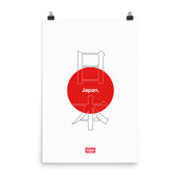 Yūjin Clothing Japan poster featuring traditional Japanese artwork with vibrant colors and cultural motifs.