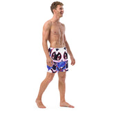 Yūjin Clothing Cyber Friend swim trunks, short style with vibrant digital-themed design and comfortable fit for swimming or beach wear.