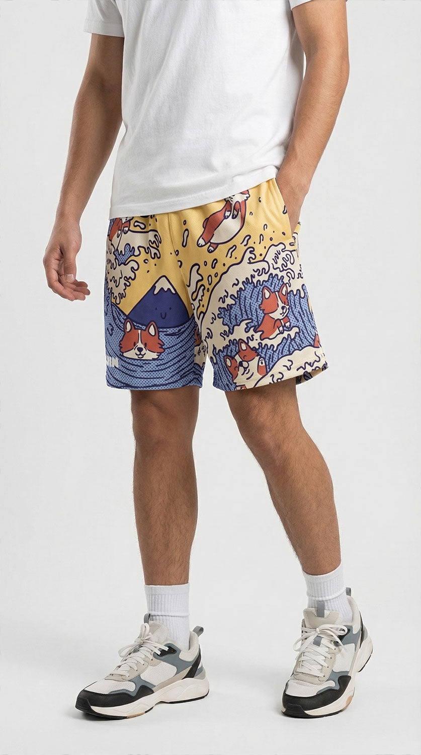 Swimming Corgi Mesh Shorts