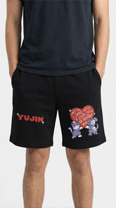 Yūjin Clothing I Love You Shorts featuring a casual design with a comfortable fit and stylish print on soft fabric.