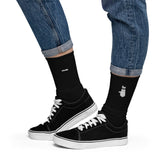 Yūjin Clothing Boo cat socks featuring playful black and white cat designs on soft, comfortable sock material.