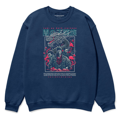 Yūjin Clothing Dragon Clan sweatshirt featuring a detailed dragon graphic on soft fabric, ideal for casual wear.