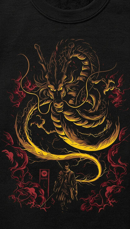 Yūjin Clothing Dragon Guidance sweatshirt featuring a bold dragon graphic on soft, comfortable fabric for a stylish casual look.