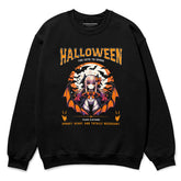 Yūjin Clothing Halloween sweatshirt with spooky festive design, featuring soft fabric and comfortable fit for fall and Halloween wear.