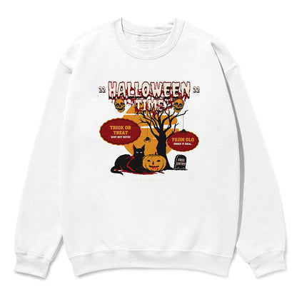 Yūjin Clothing Halloween Time sweatshirt featuring festive Halloween-themed design in soft fabric for comfortable wear