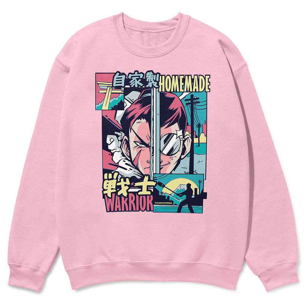Homemade Warrior sweatshirt by Yūjin Clothing featuring a comfortable fit and bold graphic design on soft fabric.