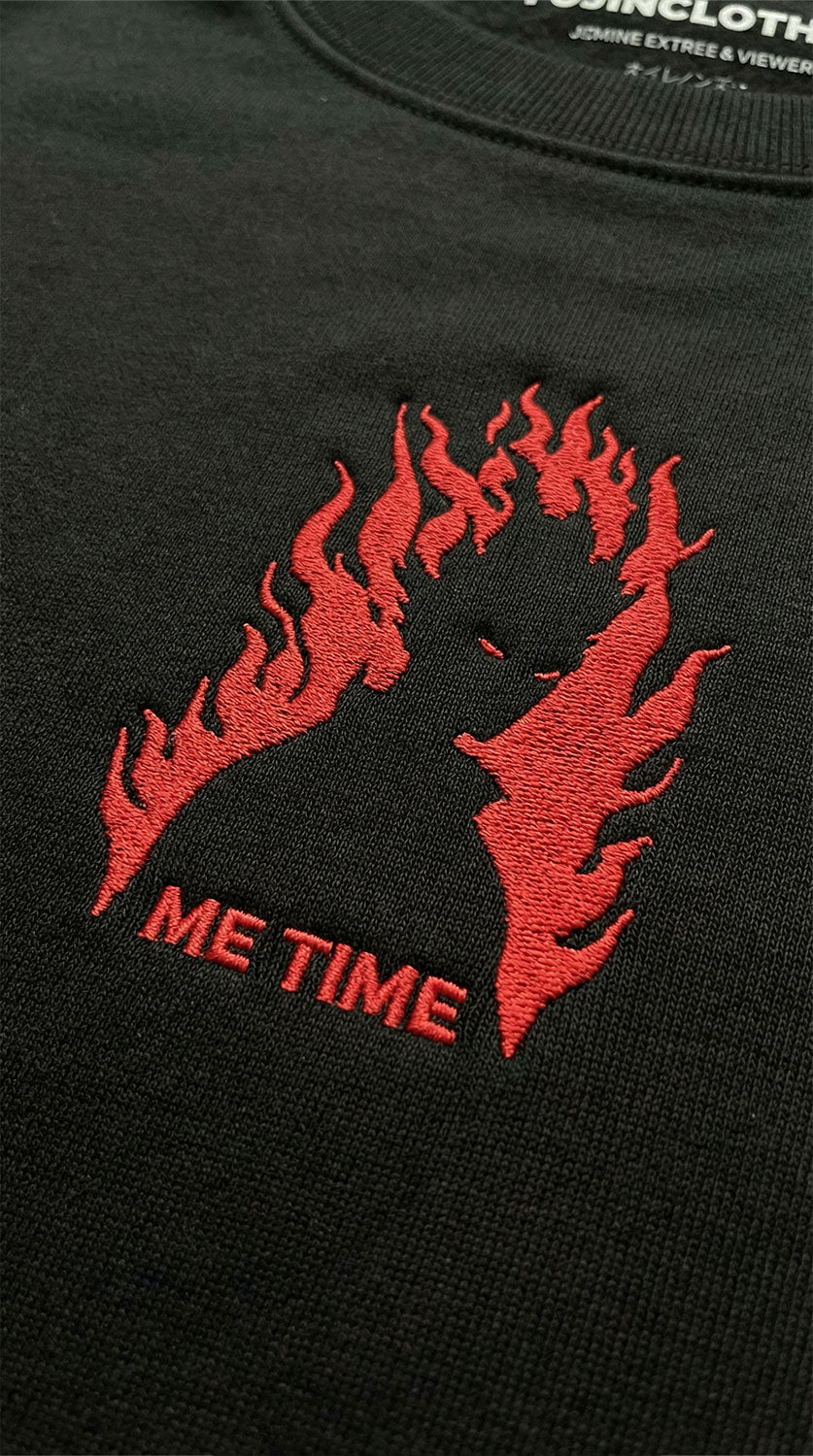 Yūjin Clothing Me Time sweatshirt featuring a cozy, relaxed fit with a soft fabric and casual style, perfect for comfortable wear.