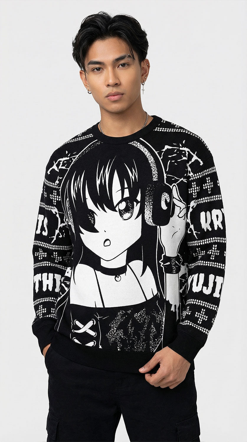 Dark Christmas ugly sweatshirt by Yūjin Clothing featuring festive holiday designs and comfortable fabric for seasonal style.