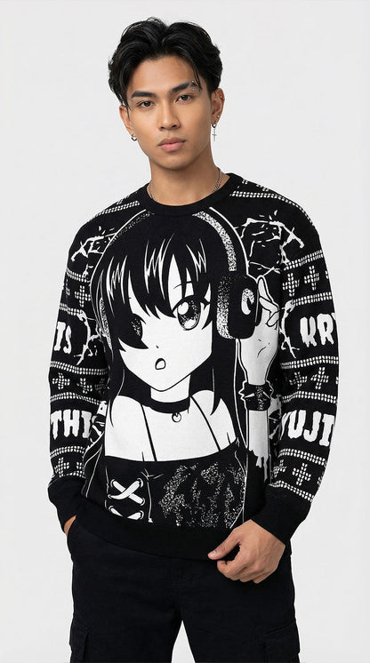 Dark Christmas ugly sweatshirt by Yūjin Clothing featuring festive holiday designs and comfortable fabric for seasonal style.