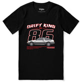 Yūjin Clothing Drift King T-Shirt featuring bold graphic design and comfortable cotton fabric, displayed flat on a white background.