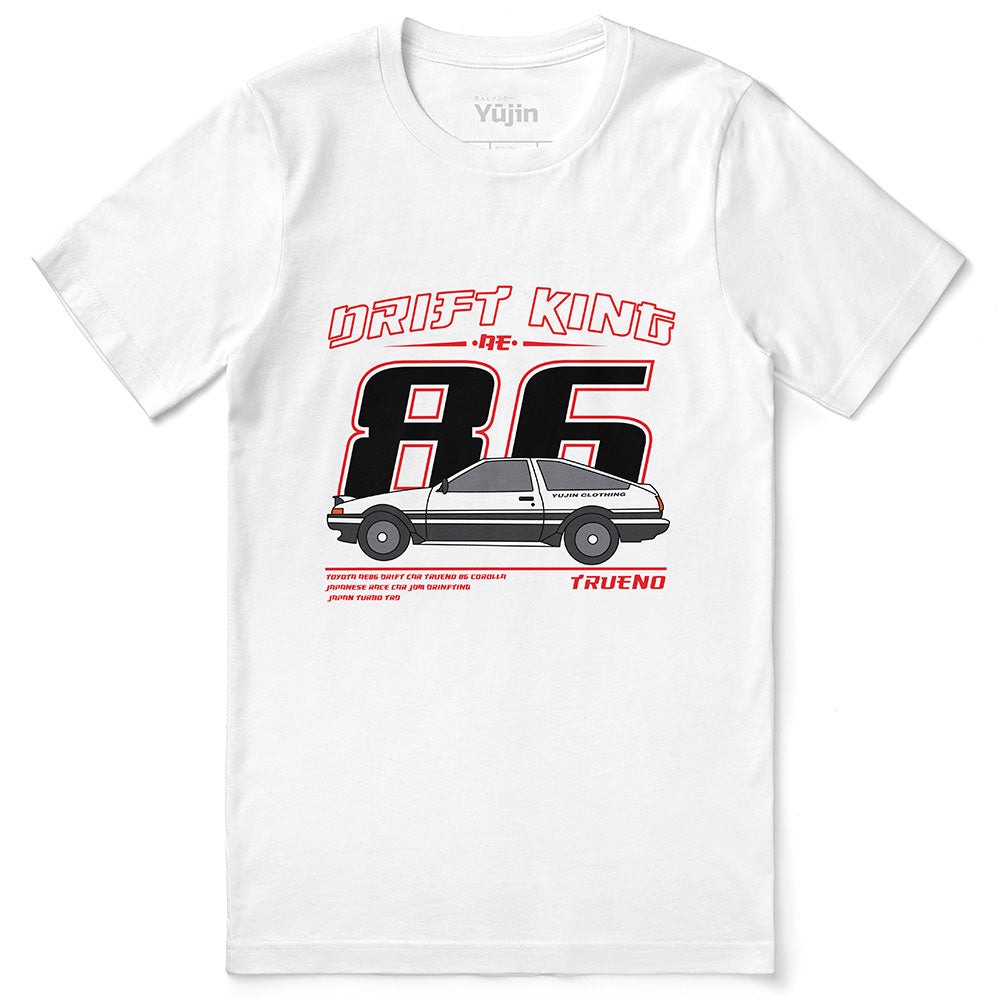 Yūjin Clothing Drift King T-Shirt featuring a stylish graphic design on a casual black cotton tee.
