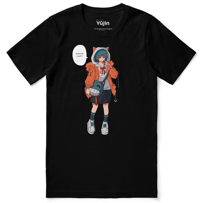 Yūjin Clothing Drippin Kitten T-Shirt featuring a colorful kitten graphic on soft cotton fabric.