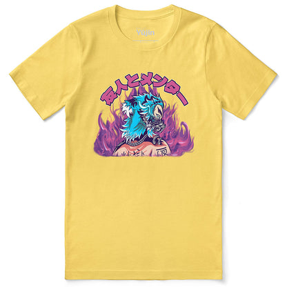 Yūjin Clothing Flames T-Shirt featuring a striking flame graphic on the front, made from soft cotton fabric.