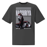 Yūjin Clothing Hashiriya oversized T-shirt with faded vintage car graphic, soft fabric, and relaxed fit for casual streetwear style.