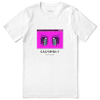 Yūjin Clothing Love Not Found T-Shirt featuring a casual fit, soft fabric, and a minimalist design with printed text on the front.