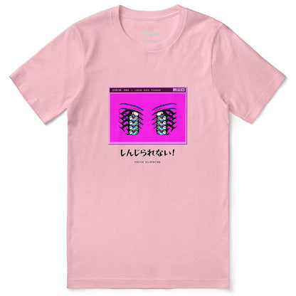 Yūjin Clothing Love Not Found T-Shirt featuring a casual fit, soft fabric, and a stylish design with the phrase "Love Not Found" printed on the front.