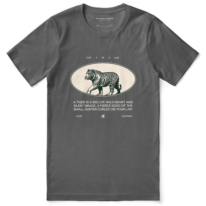 Yūjin Clothing Cat Is Cat T-Shirt featuring a playful cat graphic on a casual cotton t-shirt for cat lovers.