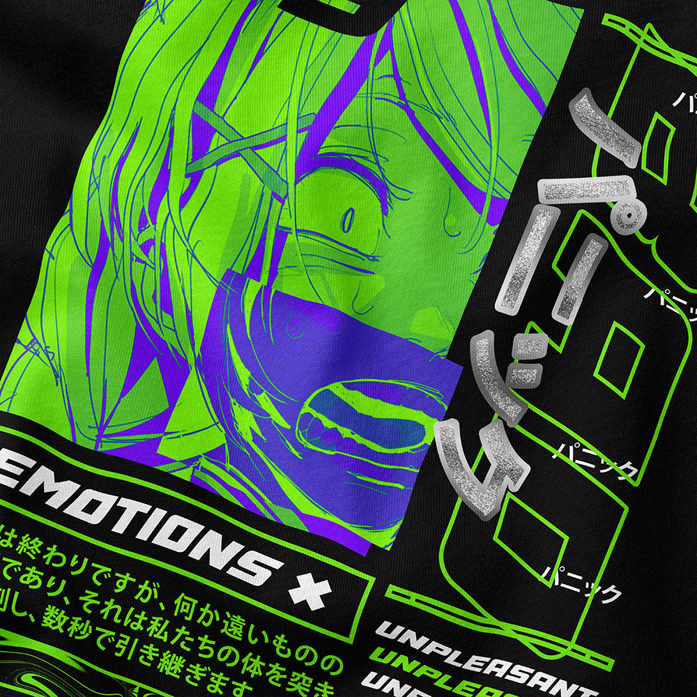 Yūjin Clothing Emotions T-Shirt featuring a colorful graphic design on a comfortable casual T-shirt for everyday wear.