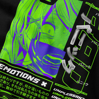 Yūjin Clothing Emotions T-Shirt featuring a colorful graphic design on a comfortable casual T-shirt for everyday wear.