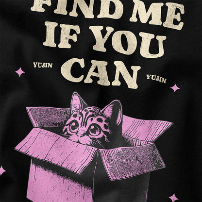 Yūjin Clothing Find Me Cat T-Shirt featuring a playful cat graphic on soft fabric, perfect for casual wear.