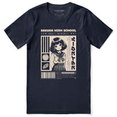 High School Girl T-Shirt by Yūjin Clothing featuring a casual fit with a graphic print of a girl in school uniform.