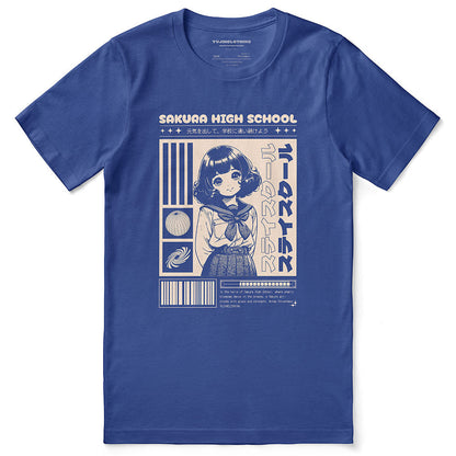 High School Girl T-Shirt by Yūjin Clothing featuring a casual fit and stylish design, perfect for everyday wear and school outfits.