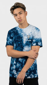 Yūjin Clothing Kitsune Mask tie-dye T-Shirt featuring a colorful fox mask design on a vibrant tie-dye fabric.