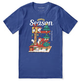 Yellow Joyful Season T-Shirt by Yūjin Clothing featuring a cheerful, colorful design on soft cotton fabric.
