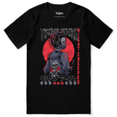 Black Night Creeper T-Shirt by Yūjin Clothing featuring a detailed night-themed graphic design on soft cotton fabric.