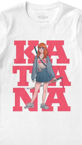 Yūjin Clothing Katana T-Shirt showing a graphic design of a katana sword on a casual black T-shirt.
