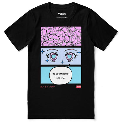 Yūjin Clothing Miss Me T-Shirt featuring a casual fit and stylish design, shown in a close-up of the front view.