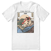 Yūjin Clothing Cat Final Battle T-Shirt featuring a detailed graphic design of a fierce cat in battle stance.