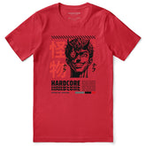 Black Hardcore Anime T-Shirt by Yūjin Clothing featuring bold anime-inspired graphic design and comfortable cotton fabric.