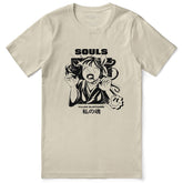 Yūjin Clothing Lost Souls T-Shirt featuring a dark, artistic design on a black cotton fabric, casual and comfortable style.