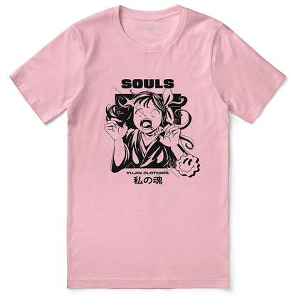 Yūjin Clothing Lost Souls T-Shirt featuring a dark, artistic design with ghostly motifs on soft cotton fabric.