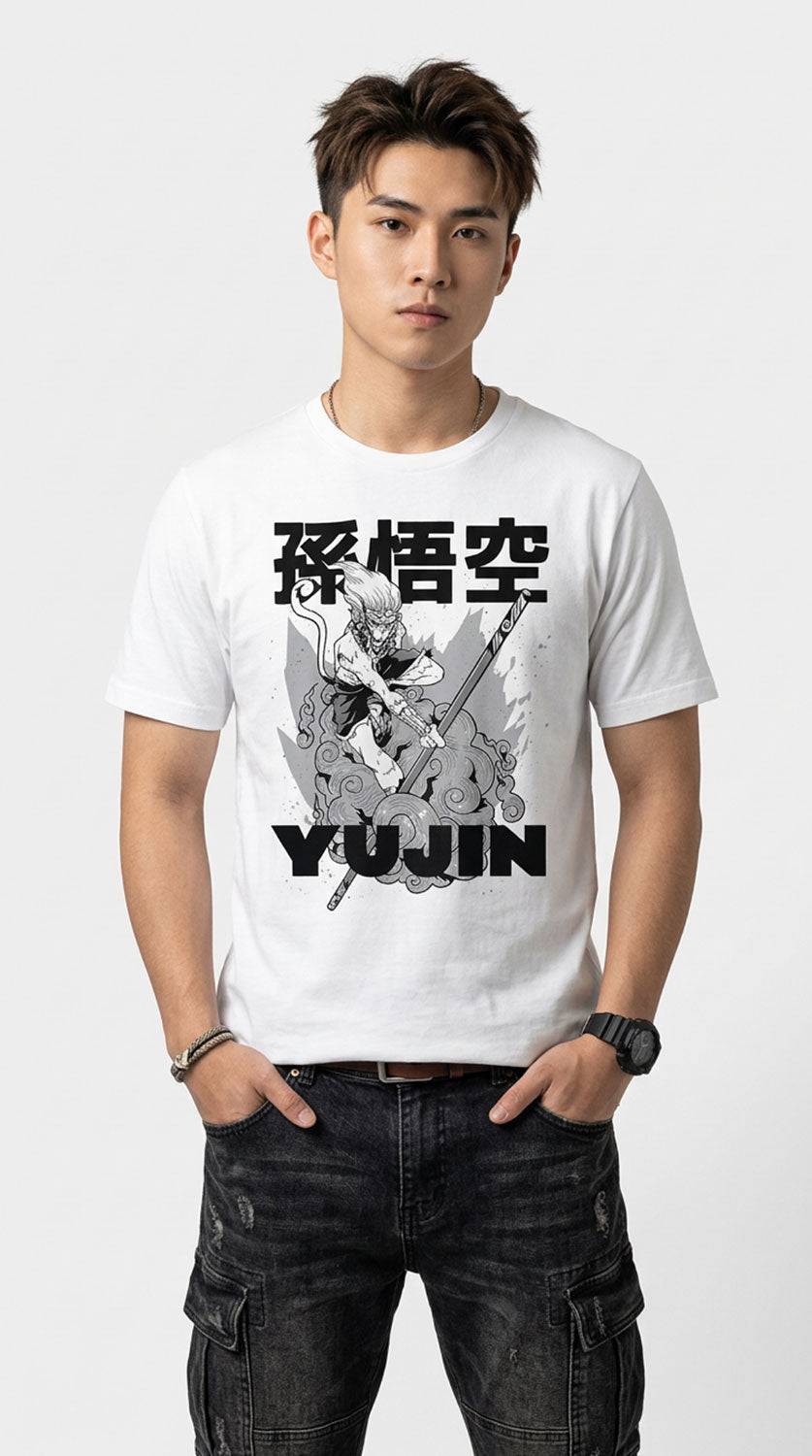 Yūjin Clothing Magic Monkey T-Shirt featuring a playful monkey graphic on a comfortable casual tee for men and women.