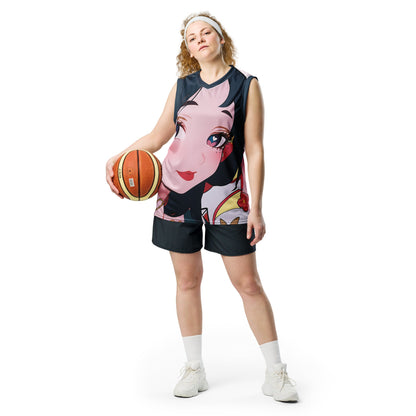 Yūjin Clothing Deeply In Love recycled basketball jersey tank top with vibrant design and sleeveless fit for casual wear