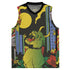 Devil Cat recycled basketball jersey tank top by Yūjin Clothing featuring a devil cat graphic and sporty design.
