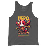 Yūjin Clothing hero cat tank top featuring a stylish graphic design on lightweight fabric, ideal for casual wear.
