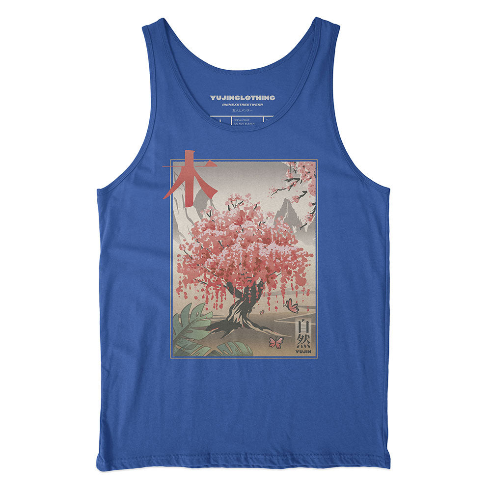 Yūjin Clothing Japanese Tree Tank Top featuring a printed tree design, sleeveless casual top for warm weather.