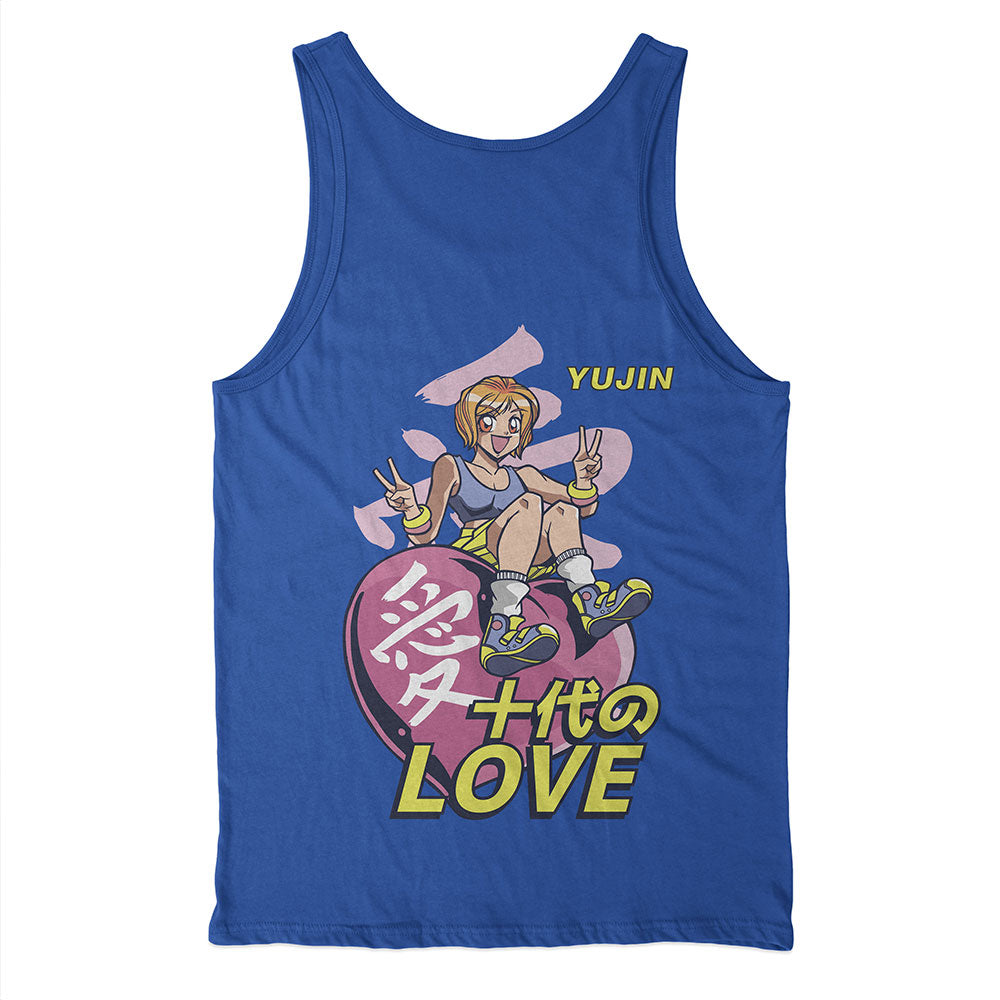 Yūjin Clothing Love Tank Top featuring a sleeveless design with a printed love graphic on soft fabric