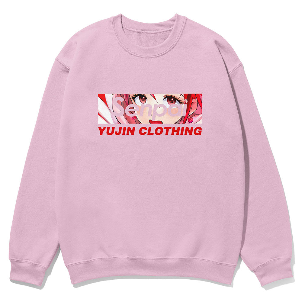 Yūjin Clothing Senpai Sweatshirt with a relaxed fit, soft fabric, and trendy design, ideal for casual and stylish everyday wear.